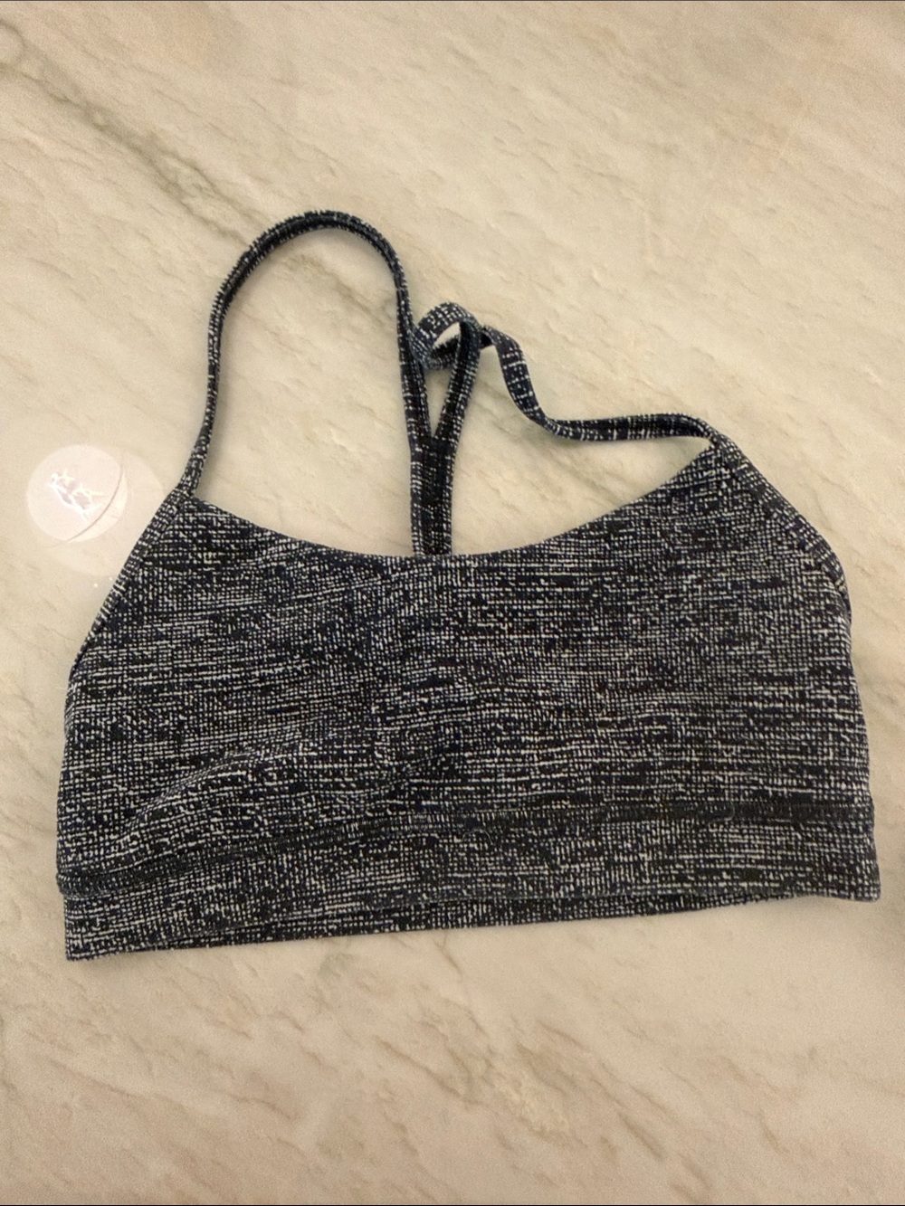 Lululemon Flow Y Textured Black & White Sports Bra